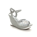 Sandales de plate-forme en cristaux en cristal ouvert pour femmes